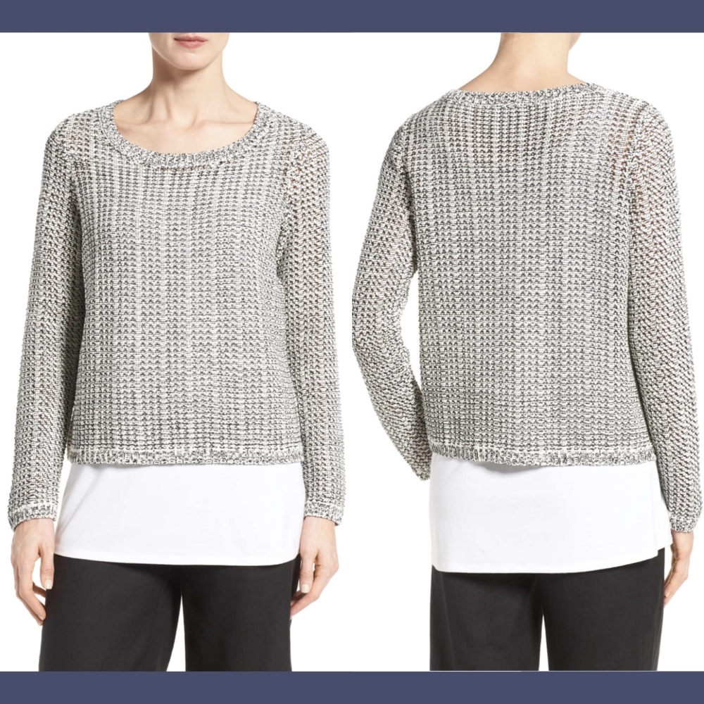 NWT $278 Eileen Fisher Organic Cotton &‎ Linen Sweater [Petite SZ PL ]